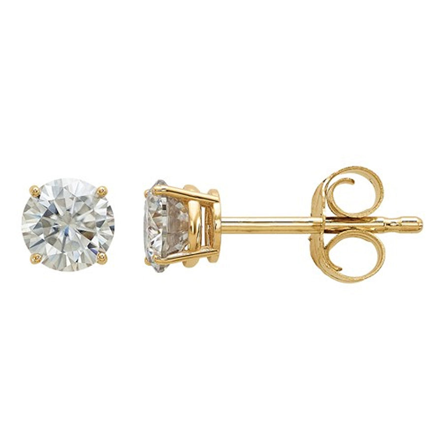 Synthetic Moissanite Solitaire Earrings 0.44 Carat (ctw) 4.00mm in 14K Yellow Gold Image 1