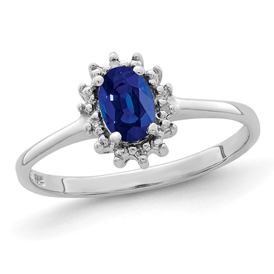 1/2 Carat (ctw) Natural Sapphire Ring in Polished Sterling Silver Image 1