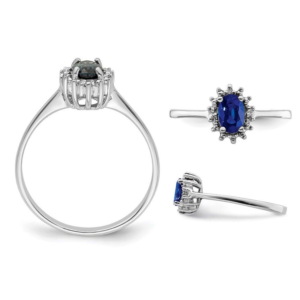 1/2 Carat (ctw) Natural Sapphire Ring in Polished Sterling Silver Image 3