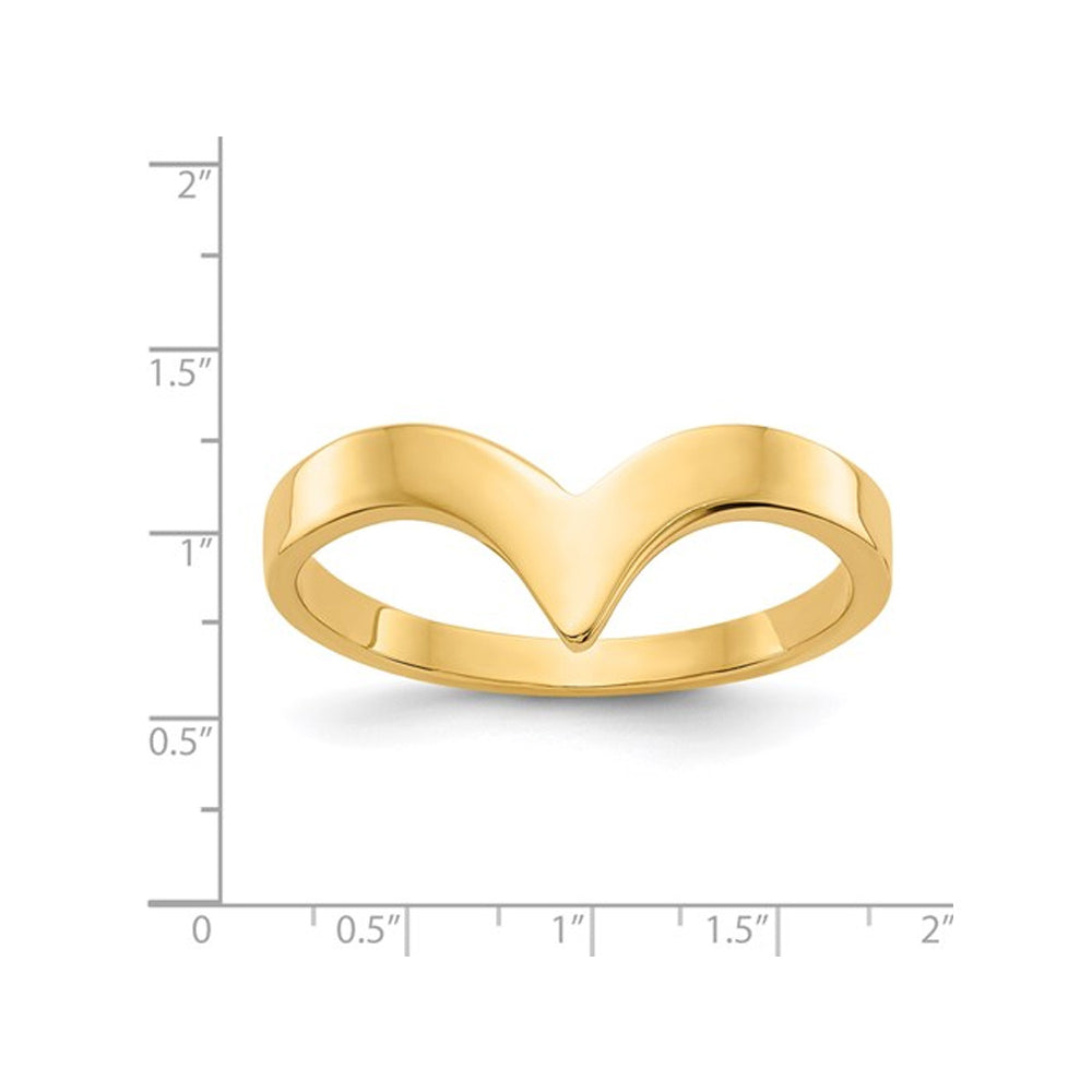 14K Yellow Gold Chevron Wedding Ring Band Image 2