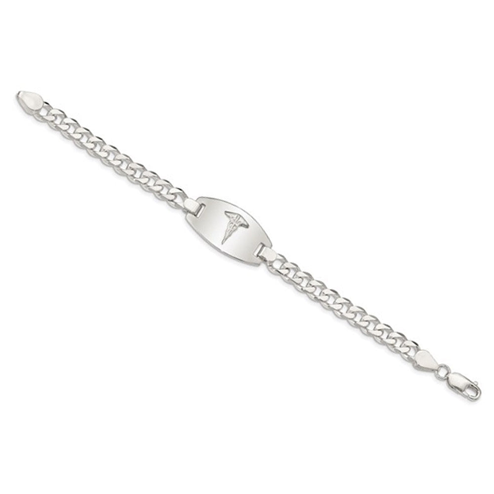 Medical ID Curb Link Bracelet in Sterling Silver 7.25 Inches Image 3