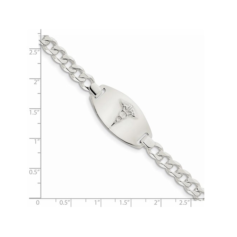 Medical ID Curb Link Bracelet in Sterling Silver 7.25 Inches Image 4