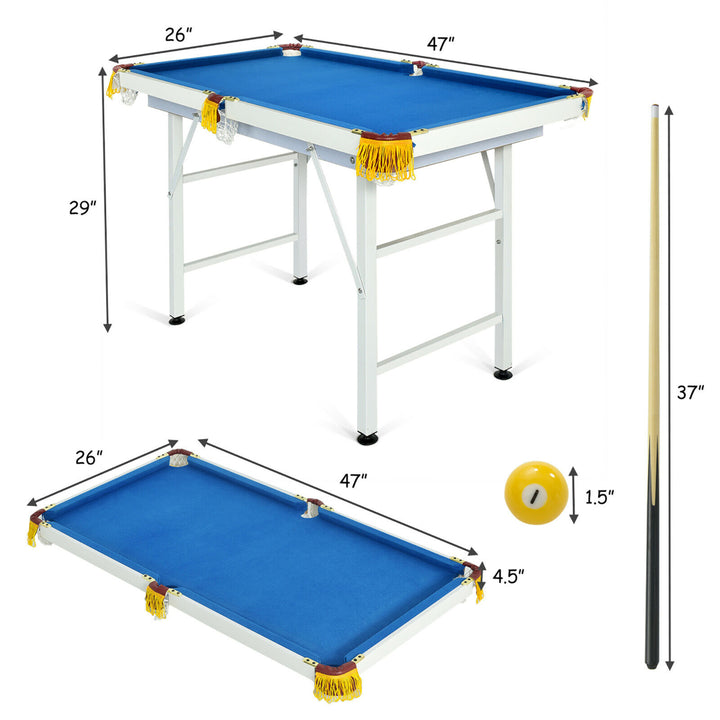 47 Folding Billiard Table Pool Game Table for Kids w/ Cues and Chalk and Brush Image 9