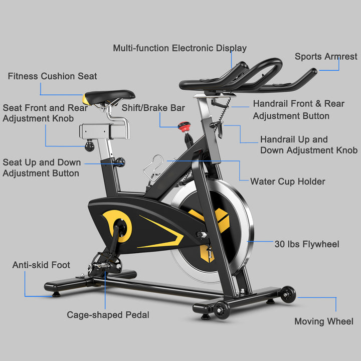 Magnetic Exercise Bike Stationary Belt Drive Indoor Cycling Bike Gym Home Cardio Image 7