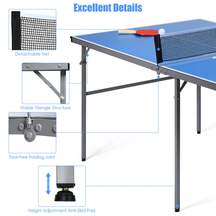 6 x3 Portable Tennis Ping Pong Folding Table w/Accessories Indoor Outdoor Game Image 7