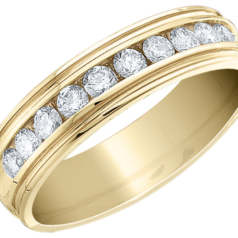 1/4 Carat (ctw SI2-I1H-I) Mens Diamond Wedding Band Ring in 14K Yellow Gold Image 2