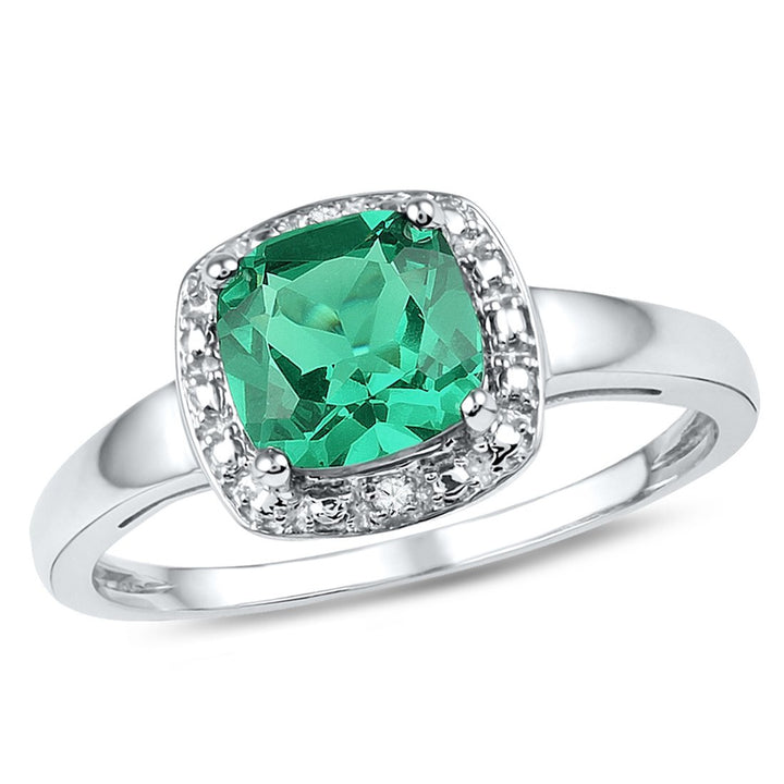 1.75 Carat (ctw) Lab-Created Emerald Solitaire Ring in Sterling Silver Image 1