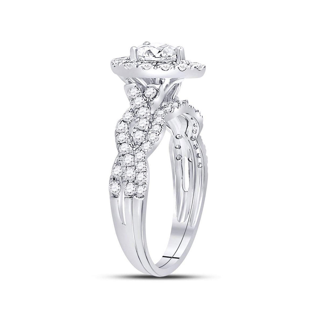 7/8 Carat (Color G-HSI2) Marquise-Cut Diamond Engagement Bridal Wedding Ring Set 14K White Gold Image 3