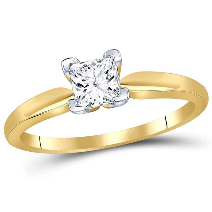 3/4 Carat (ctw G-HI1) Princess Cut Diamond Solitaire Engagement Ring in 14K Yellow Gold Image 1