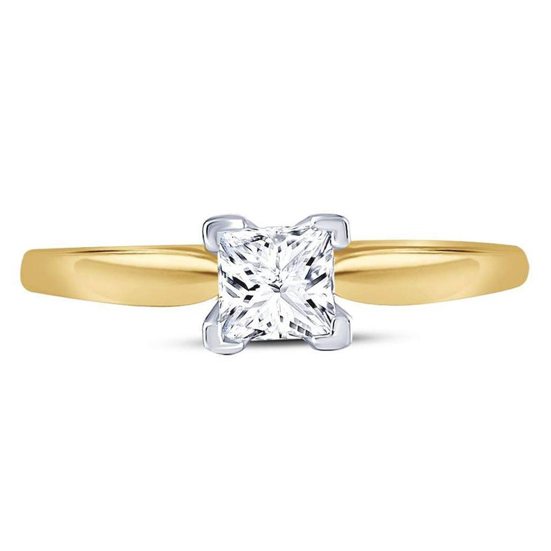 3/4 Carat (ctw G-HI1) Princess Cut Diamond Solitaire Engagement Ring in 14K Yellow Gold Image 4