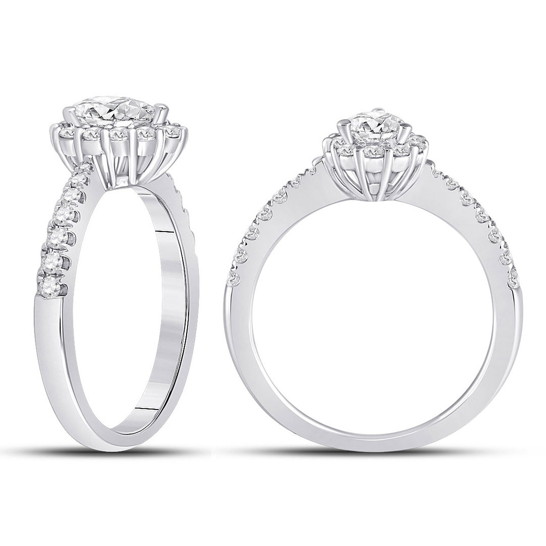 0.95 Carat (ctw G-HI1) Pear Drop Diamond Engagement Ring in 14K White Gold Image 3