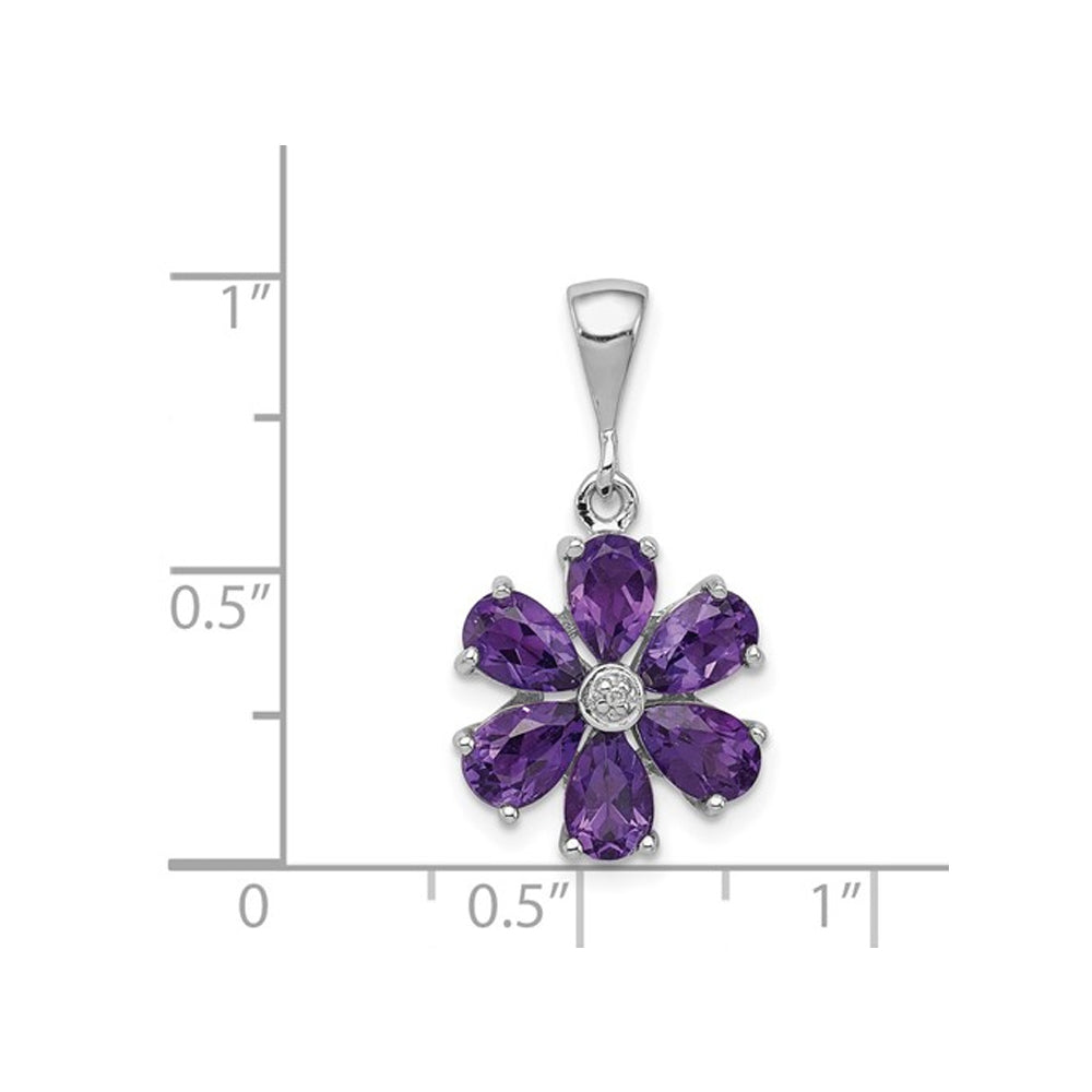 2.25 Carat (ctw) Amethyst Flower Pendant Necklace in Sterling Silver Image 2