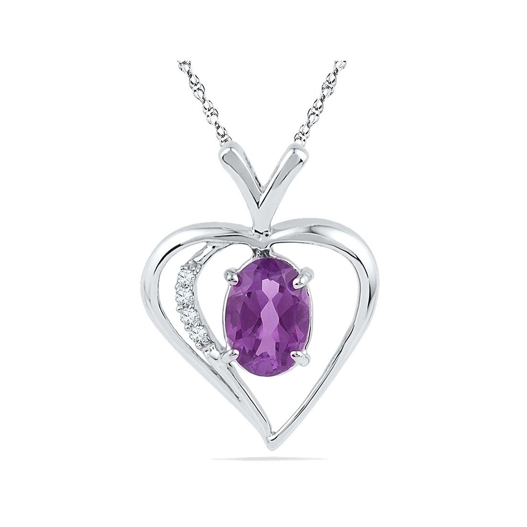 3/4 Carat (ctw) Lab-Created Amethyst Heart Pendant Necklace in Sterling Silver Image 1