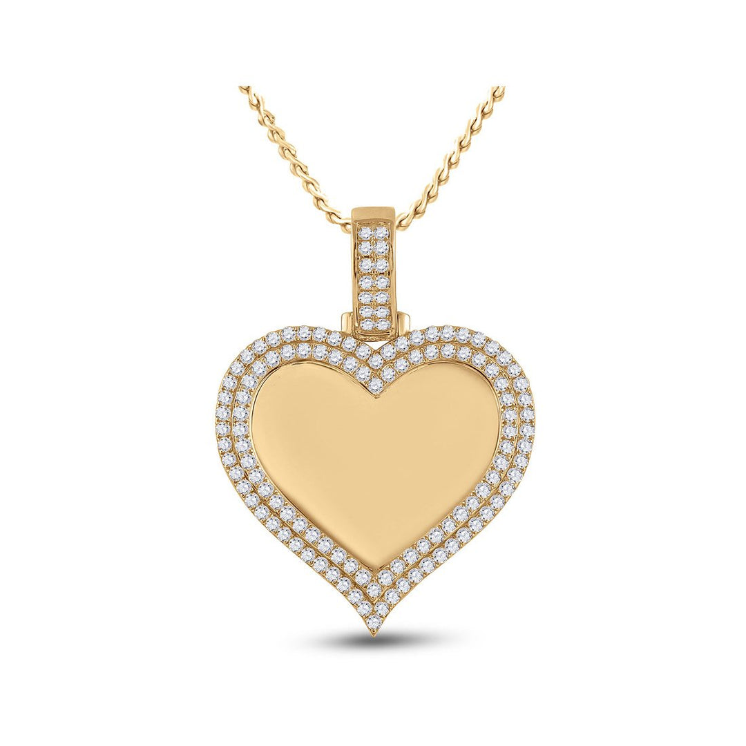 2.50 Carat (ctw G-H I2) Diamond Pave Heart Pendant Necklace in 14K White Gold with Chain Image 1