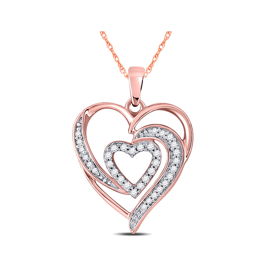 1/7 Carat (ctw I2-I3) Diamond Heart Pendant Necklace in 10K Rose Pink Gold with Chain Image 1