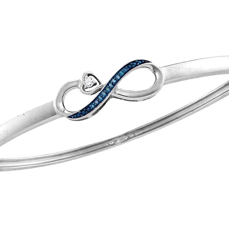 1/20 Carat (ctw) Enhanced Blue Diamond Infinity Bangle Bracelet in Sterling Silver Image 1