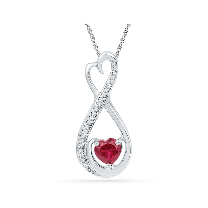 5/8 Carat (ctw) Lab-Created Ruby Infinity Heart Pendant Necklace in Sterling Silver Image 1