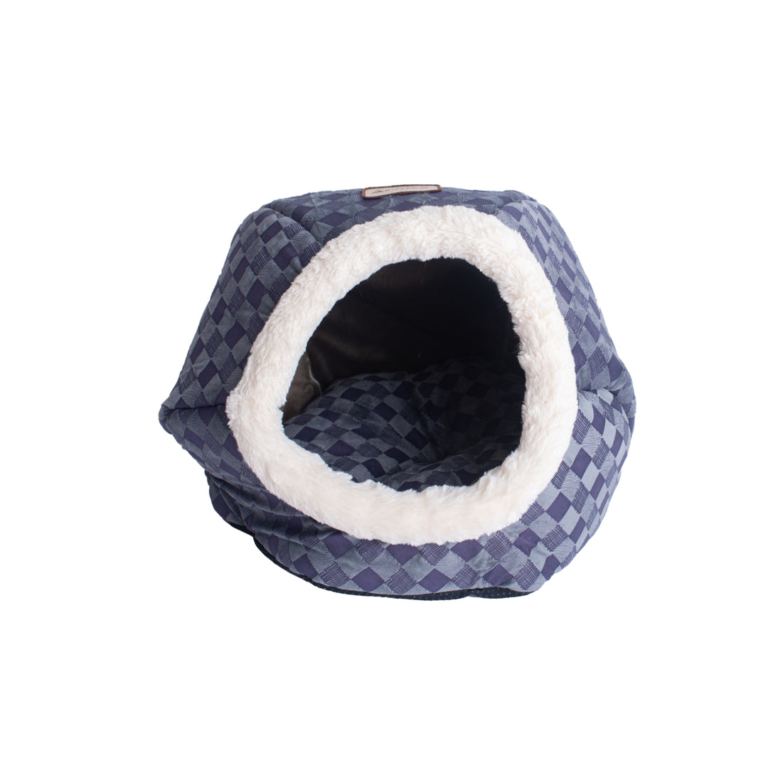 Armarkat Cat Bed Model C44 Blue Checkered Waterproof Soft Velvet 19x16x12 Image 1