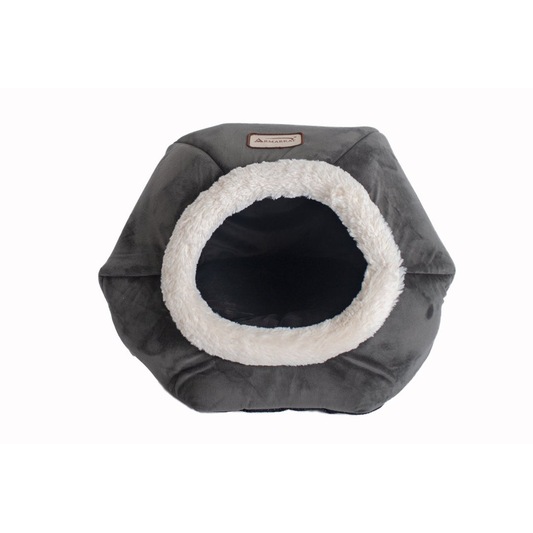 Armarkat C80 Enclosed Cat Bed Gray Velvet 18x18 Indoor Pet House Soft Plush Image 1