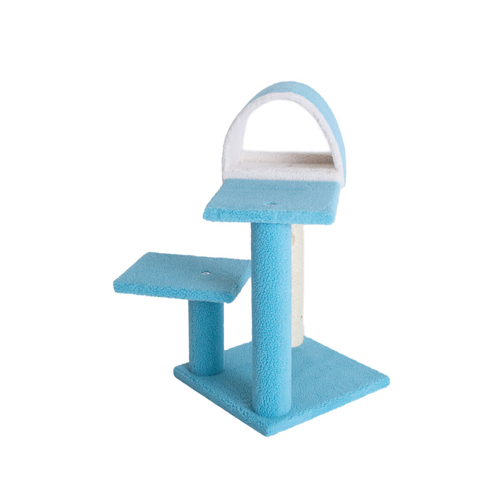 Armarkat B2903 Cat Tree Sky Blue Real Wood Perch Tunnel Compact 30 Inch Image 2