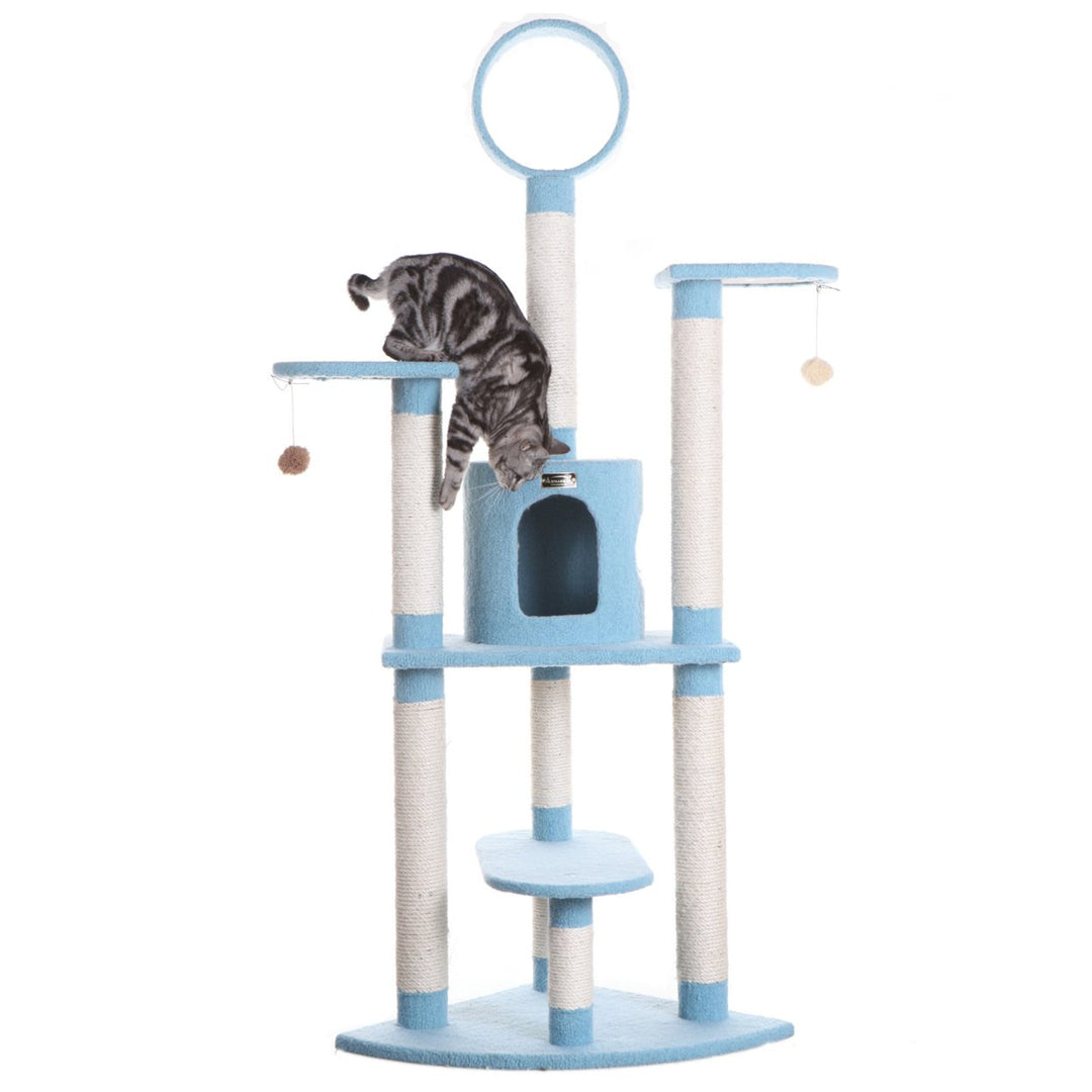 Armarkat Real Wood 65-Inch Classic Cat Tree In Sky Blue 5-Level Condo Image 3