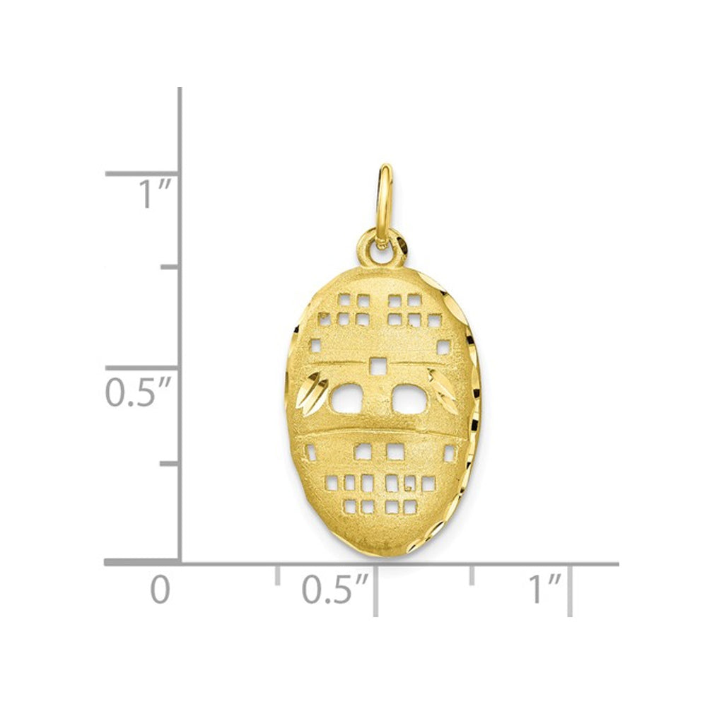 10K Yellow Gold Goalie Hockey Mask Charm Pendant Necklace with Chain Image 2