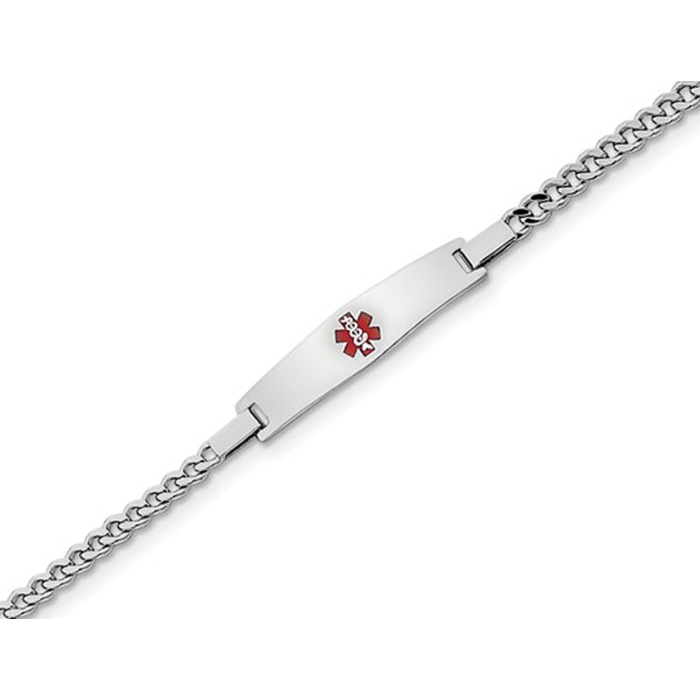 Ladies Medical ID Link Bracelet in Sterling Silver 7.5 Inches Image 1