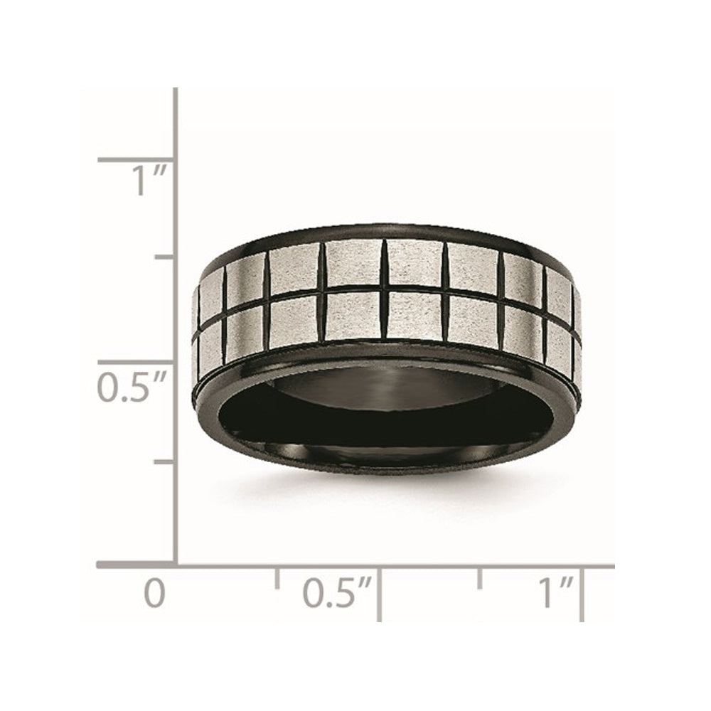 Black Plated Stainless Steel 9mm Brushed Wedding Band Ring Image 4