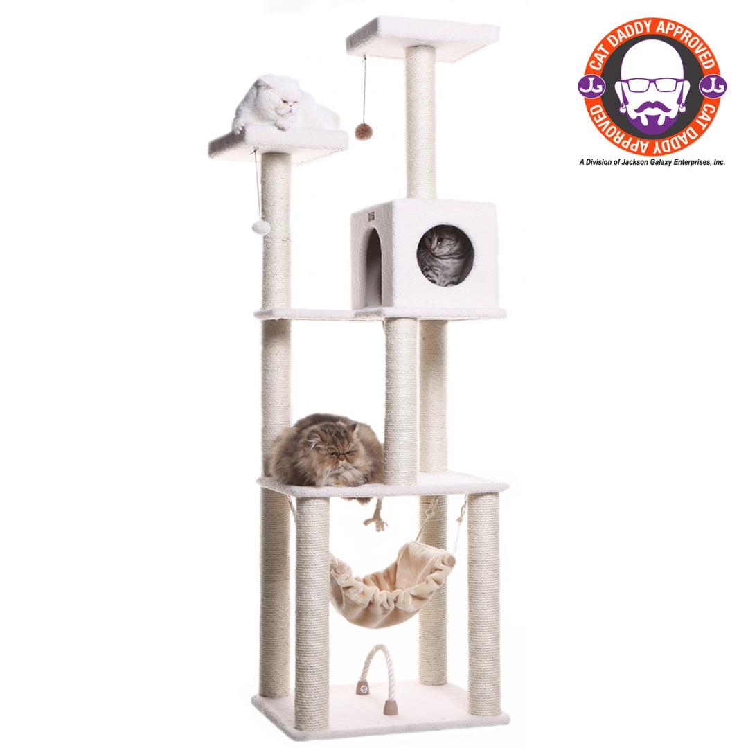 Armarkat Real Wood B7301 Classic Ivory Cat Tree4 Levels With Rope SwingPerch Image 1