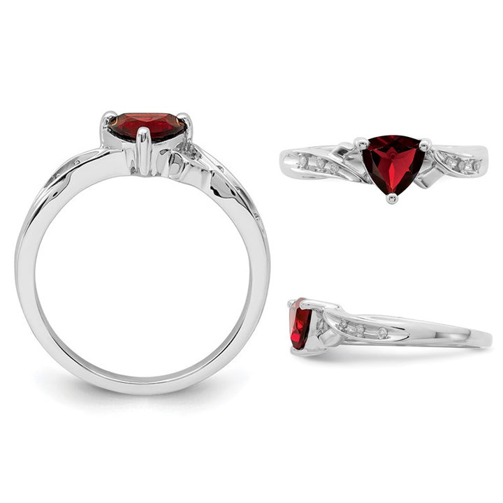 3/5 Carat (ctw) Trillion-Cut Garnet Ring in Sterling Silver Image 3