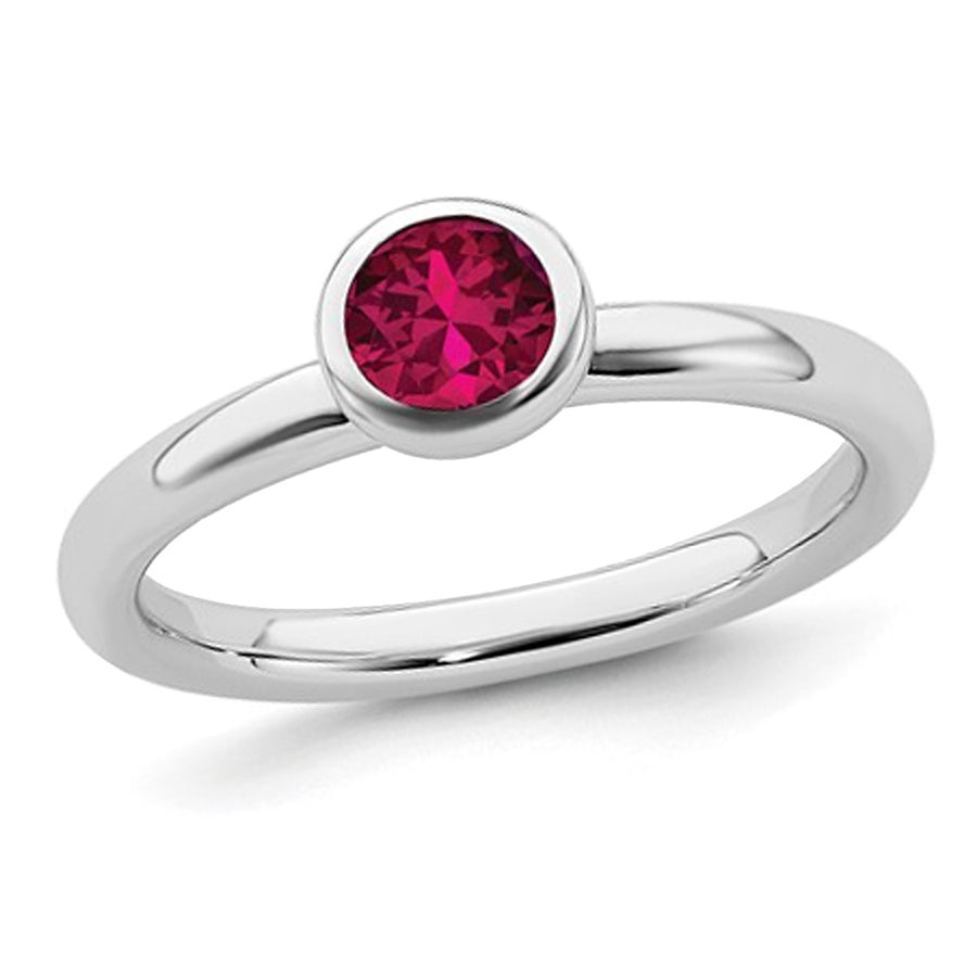 3/5 Carat (ctw) Lab-Created Ruby Ring in Sterling Silver Image 1