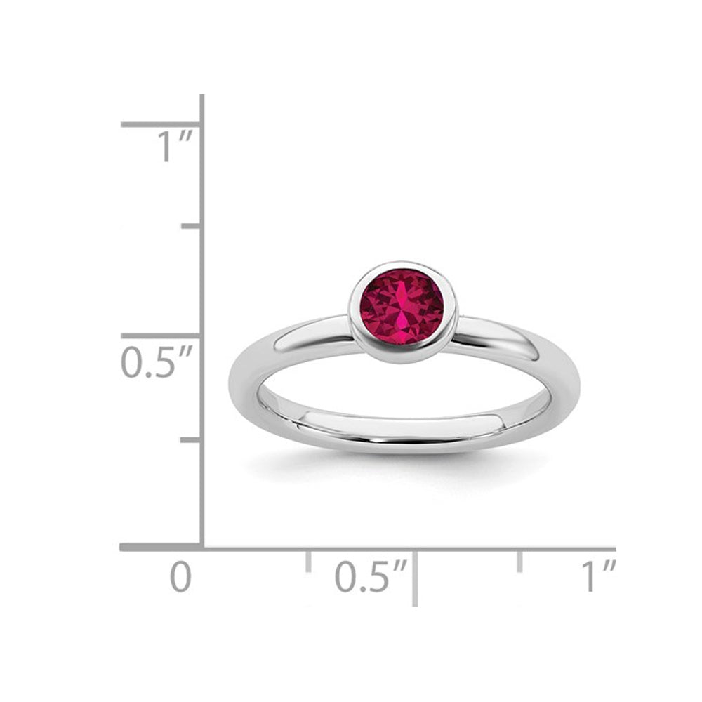 3/5 Carat (ctw) Lab-Created Ruby Ring in Sterling Silver Image 4