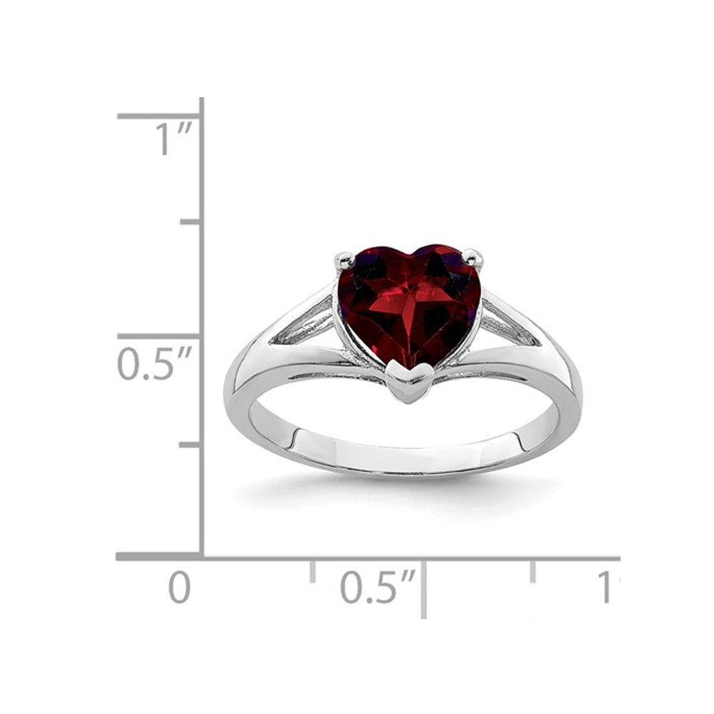 1.85 Carat (ctw) Garnet Heart Ring in Sterling Silver Image 2