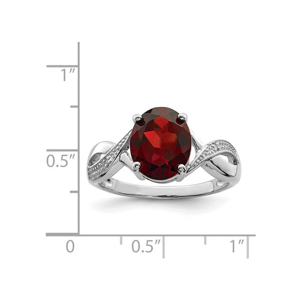 2.50 Carat (ctw) Oval Red Garnet Ring in Sterling Silver Image 2