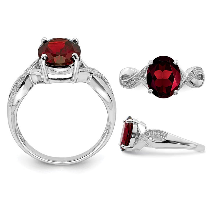 2.50 Carat (ctw) Oval Red Garnet Ring in Sterling Silver Image 3