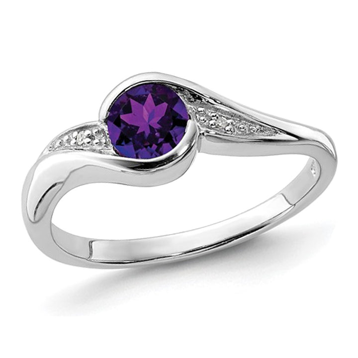 1/3 Carat (ctw) Amethyst Ring in Sterling Silver Image 1