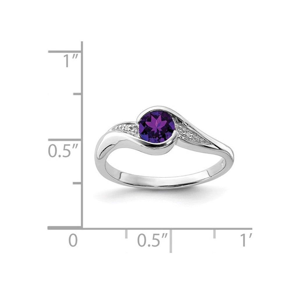 1/3 Carat (ctw) Amethyst Ring in Sterling Silver Image 2