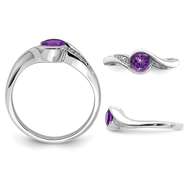 1/3 Carat (ctw) Amethyst Ring in Sterling Silver Image 3