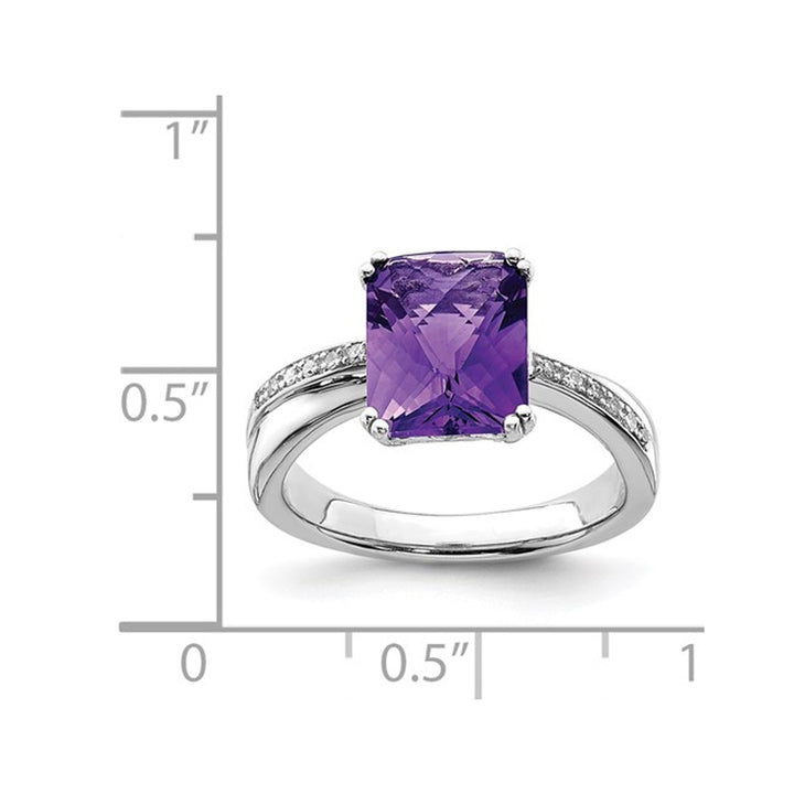 3.30 Carat (ctw) Amethyst Ring in Polished Sterling Silver Image 2