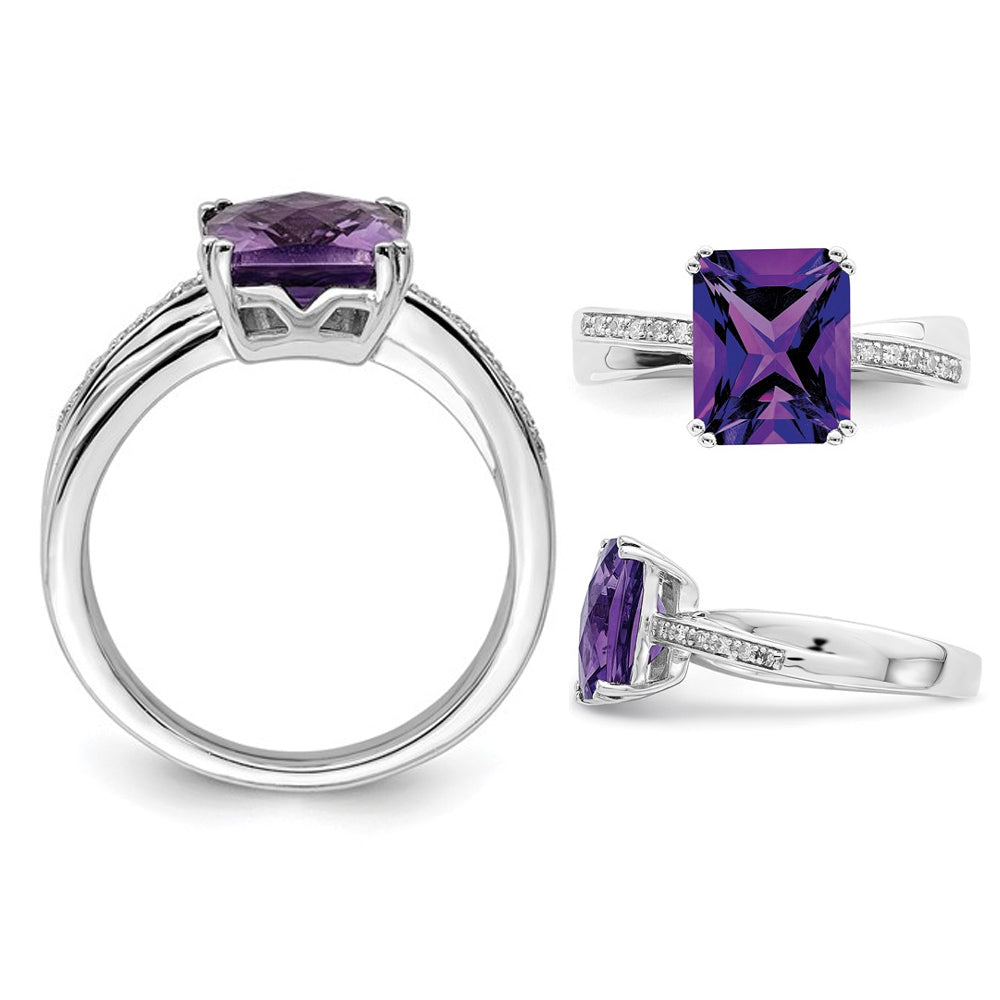 3.30 Carat (ctw) Amethyst Ring in Polished Sterling Silver Image 3