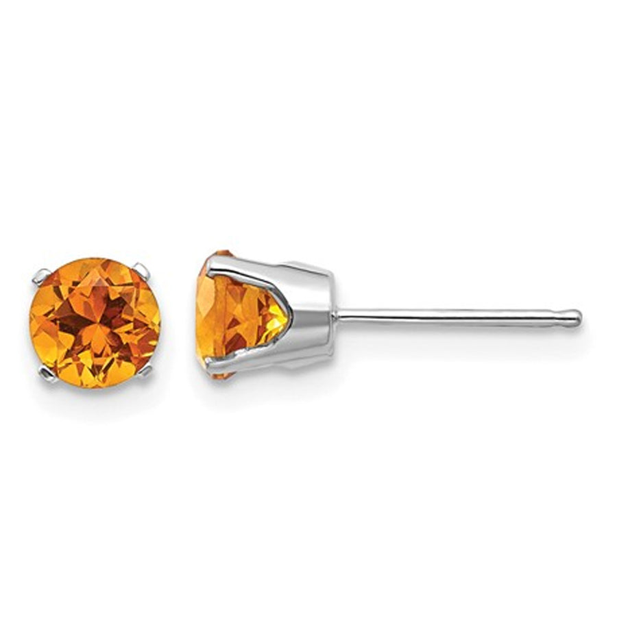 9/10 Carat (ctw) Citrine Solitaire Post Earrings in 14K White Gold Image 1