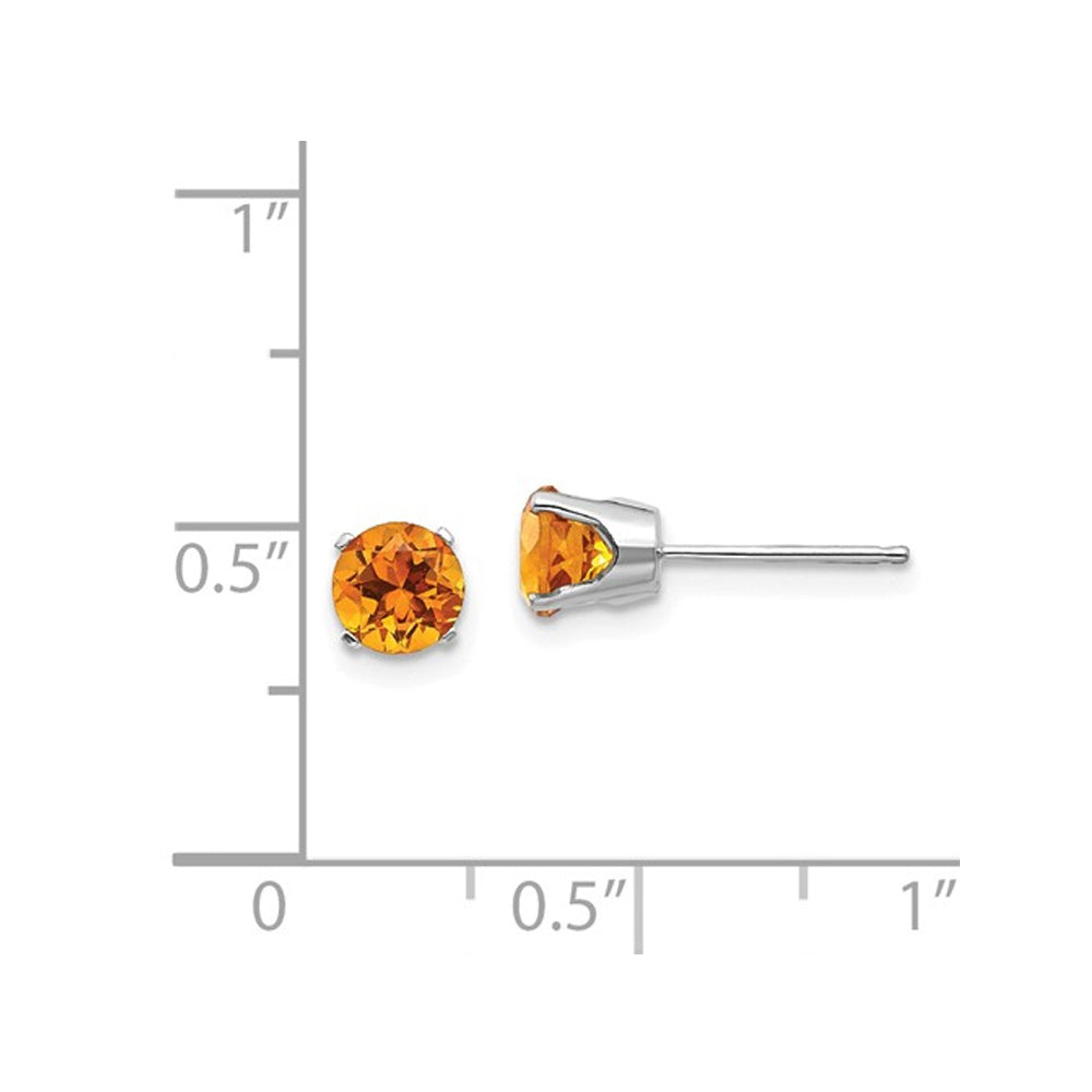 9/10 Carat (ctw) Citrine Solitaire Post Earrings in 14K White Gold Image 2