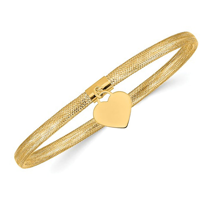 14K Yellow Gold Heart Mesh Stretch Bracelet Image 1