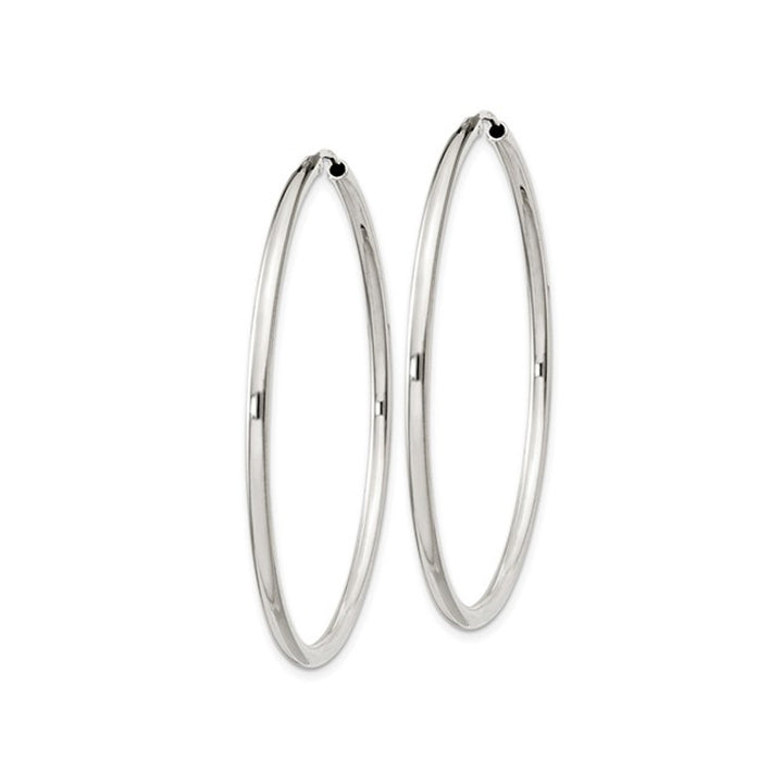 Large Hoop Earrings in Sterling Silver 1 3/4 Inch (2.0mm) Image 3