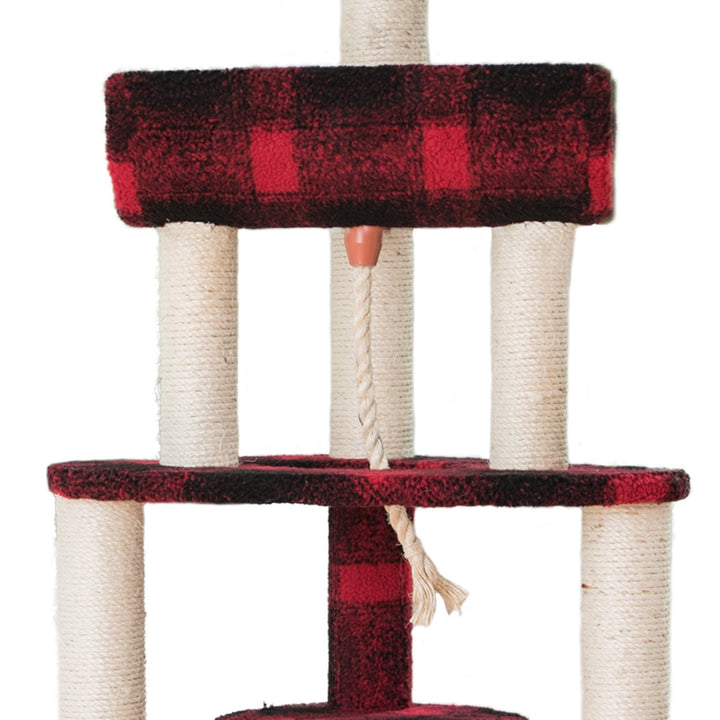 Armarkat Carpeted Cat Tree B5806 58in Black Red Tartan Plush Wood Jackson Galaxy Image 2