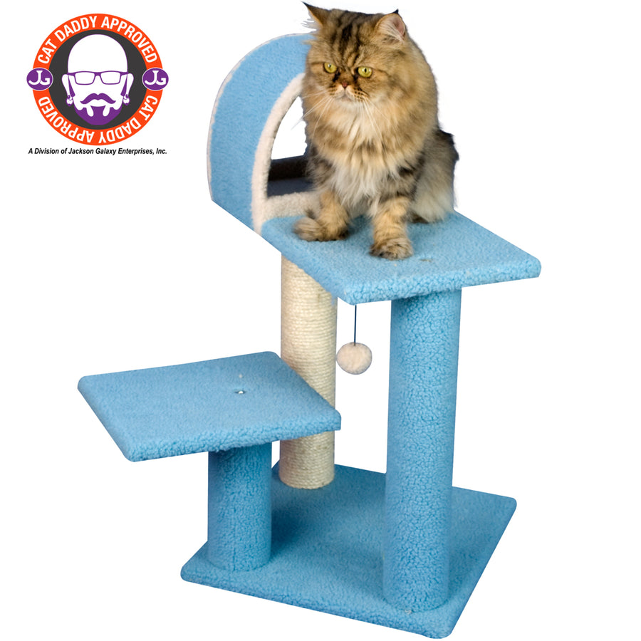 Armarkat B2903 Cat Tree Sky Blue Real Wood Perch Tunnel Compact 30 Inch Image 1