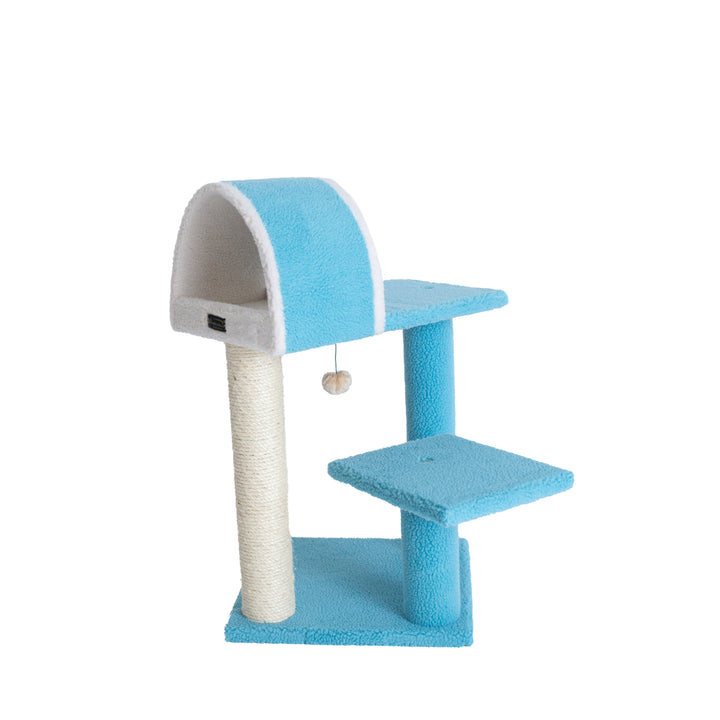 Armarkat B2903 Cat Tree Sky Blue Real Wood Perch Tunnel Compact 30 Inch Image 4