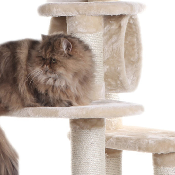 Armarkat Cat Tree A7463A Beige 74 Inch Real Wood Scratching Post Multi-Level Image 4