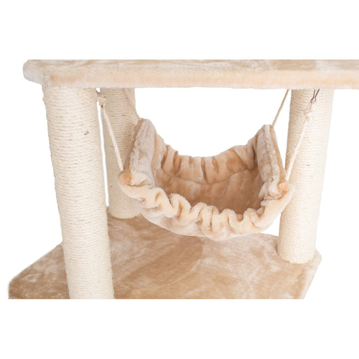 Armarkat A7204 Classic Cat Tree Beige Real Wood with Tunnel Basket Hammock Perch Image 4