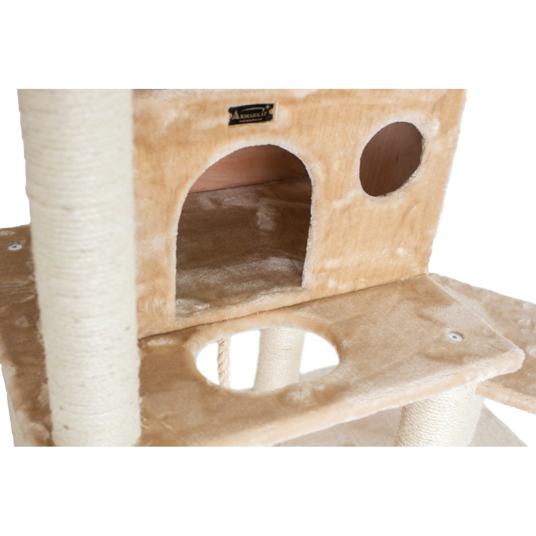 Armarkat A7202 72-Inch Cat Tree Beige Real Wood Condo Hammock Scratching Post Image 2